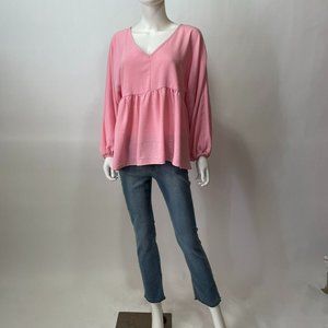 Entro Long Sleeve Pink Babydoll Tunic Top